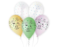 Balloons Gemar 13", pastel premium helium farm animals, 5pcs EOL