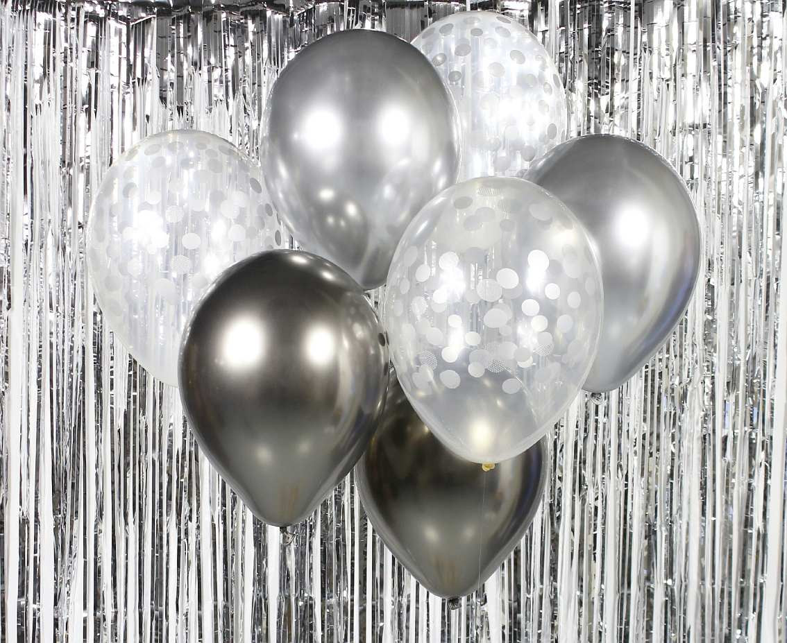 Balloon bouquet B&C Silver & Graphite, 7 pcs