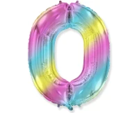 Foil balloon FX - Number 0 pastel gradient, 85 cm KK,  unpacked (flat) EOL