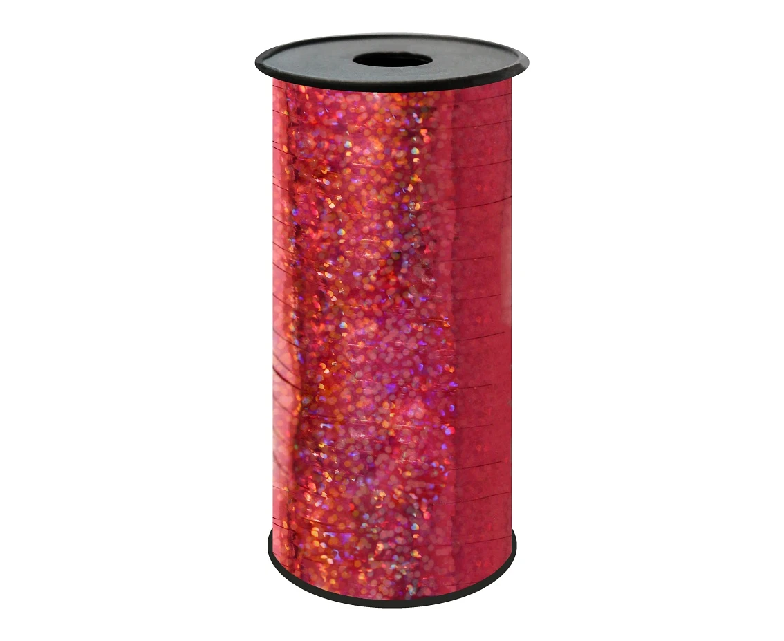 Holographic ribbon, red, 100y (92 m) EOL