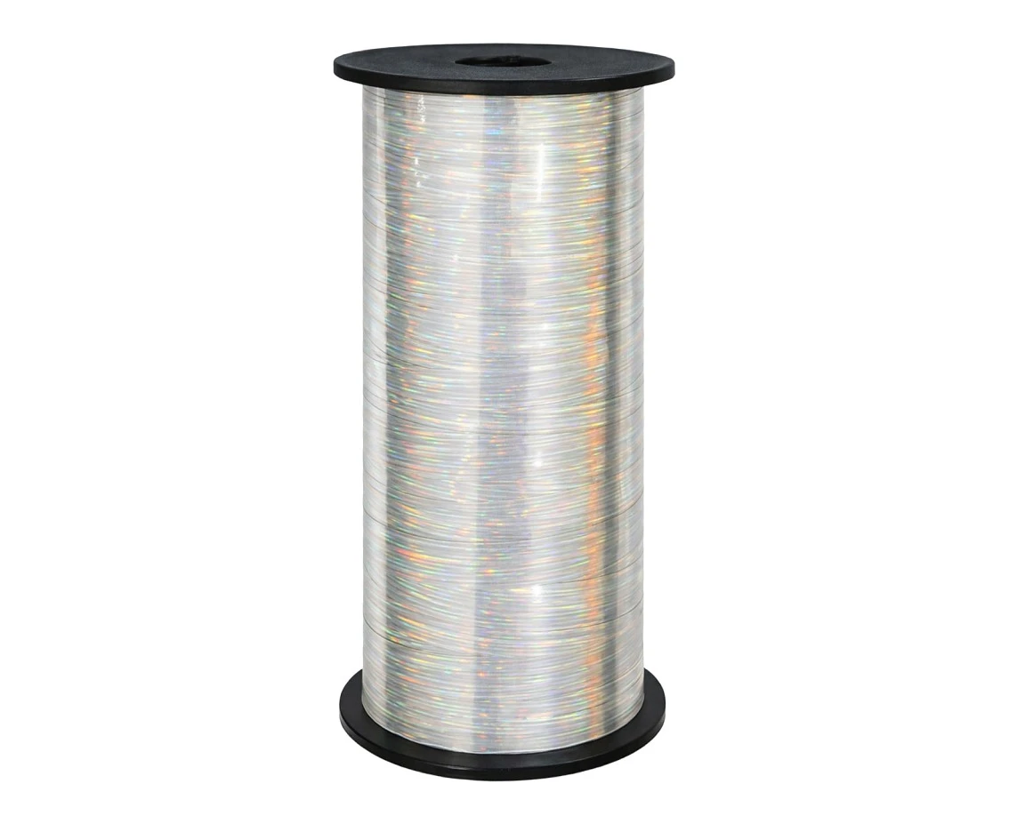 Holographic ribbon, silver, 100y (92 m)