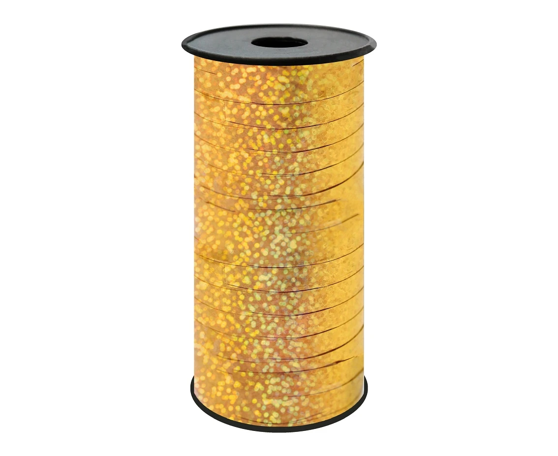 Holographic ribbon, gold, 100y (92 m)