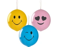 Balloons Gemar 5", pastel premium punch balloons smilies with rubber, 3pcs