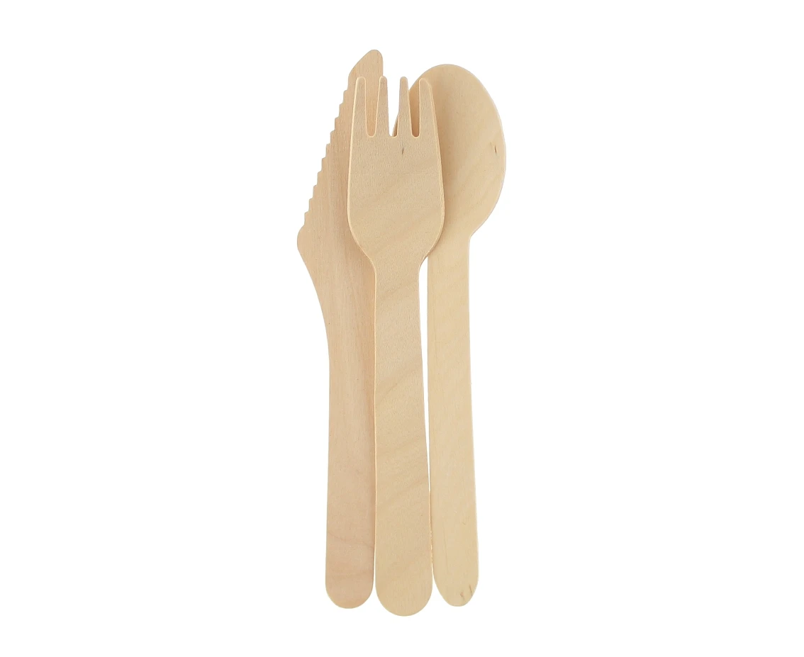 Eco-friendly collection, wooden knife, fork & spoon, 1 set