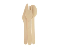 Eco-friendly collection, wooden knife, fork & spoon, 1 set