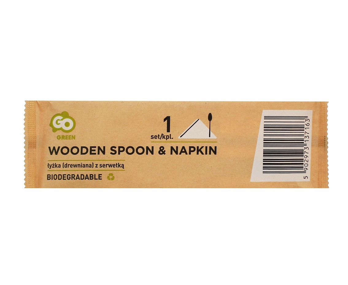 Eco-friendly collection - wooden spoon and napkin, 1 set EOL