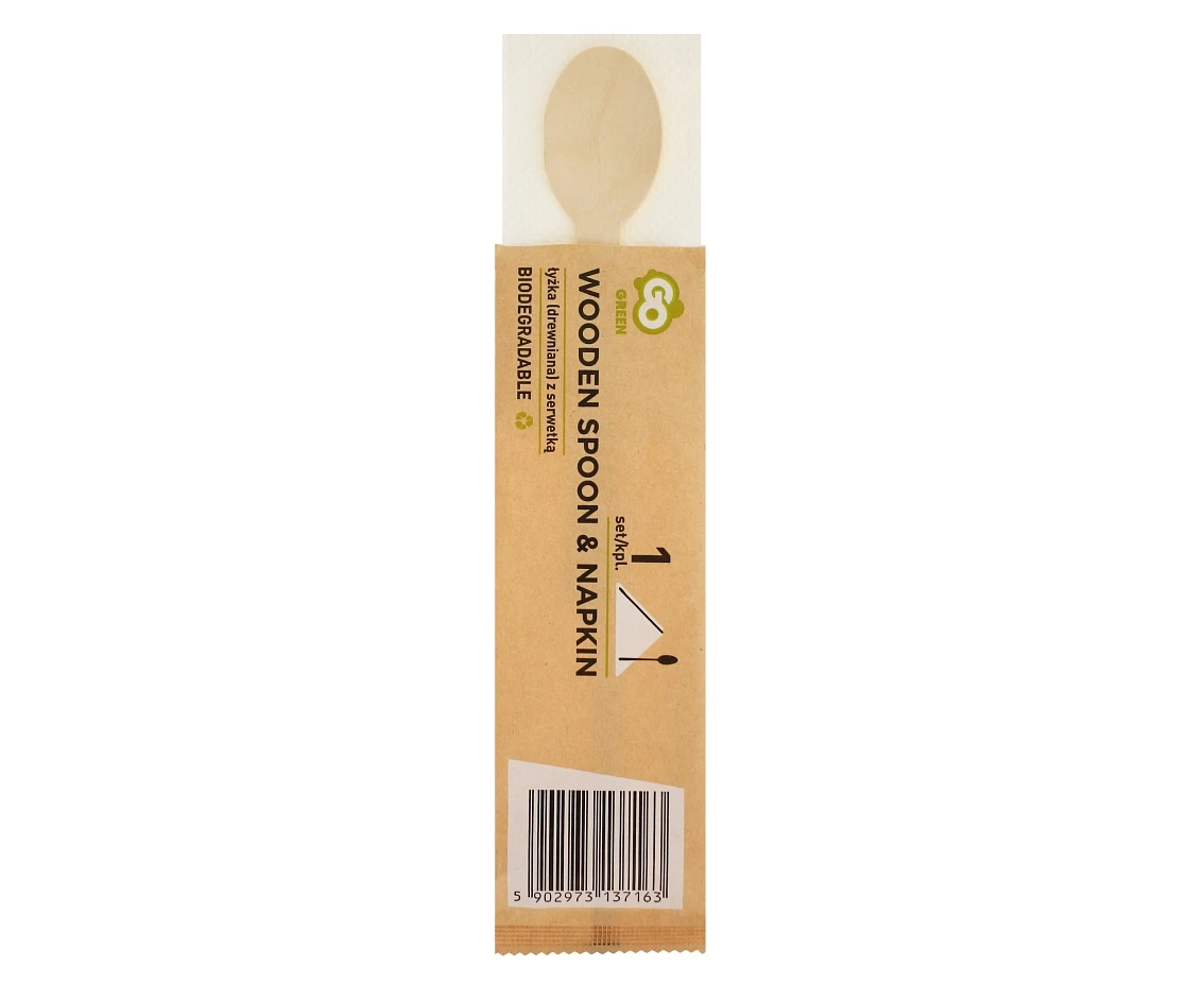 Eco-friendly collection - wooden spoon and napkin, 1 set EOL