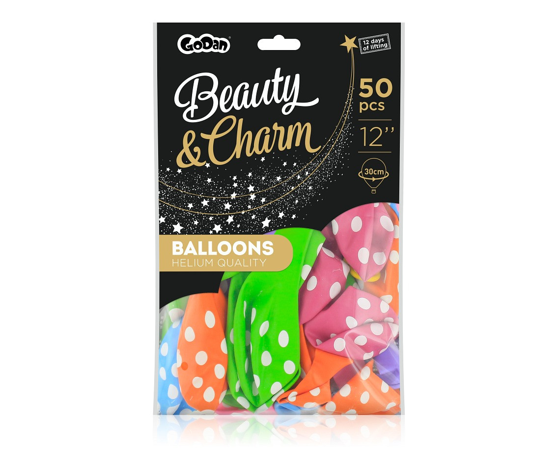 Balloons B&C 12", dots pastel mix, 50pcs