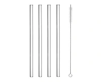Glass drinking straws, 4 straight + brush
