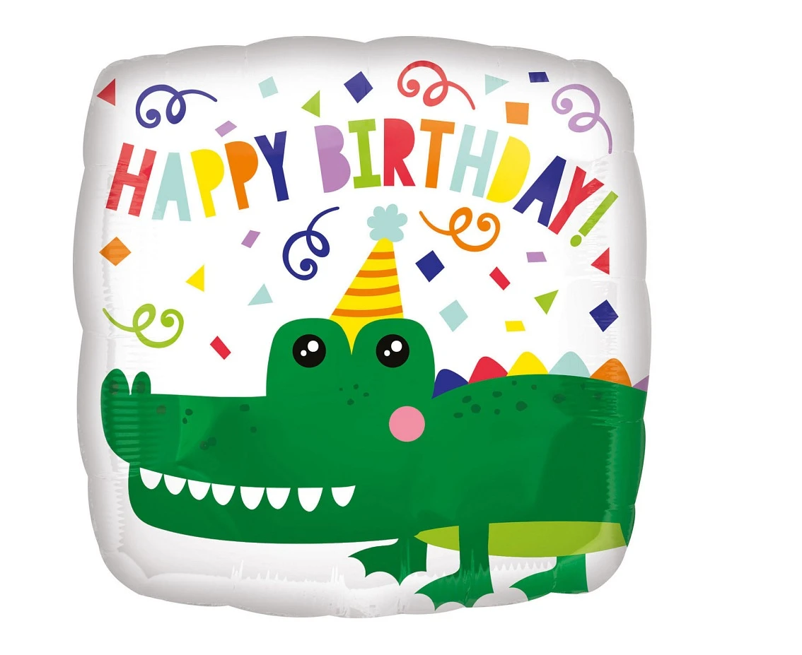 Foil balloon 18" SQR - Gator Happy Birthday EOL