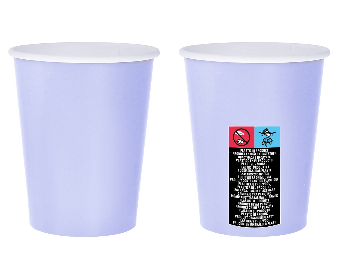 Paper cups solid colour lavender, 270 ml / 14 pcs.