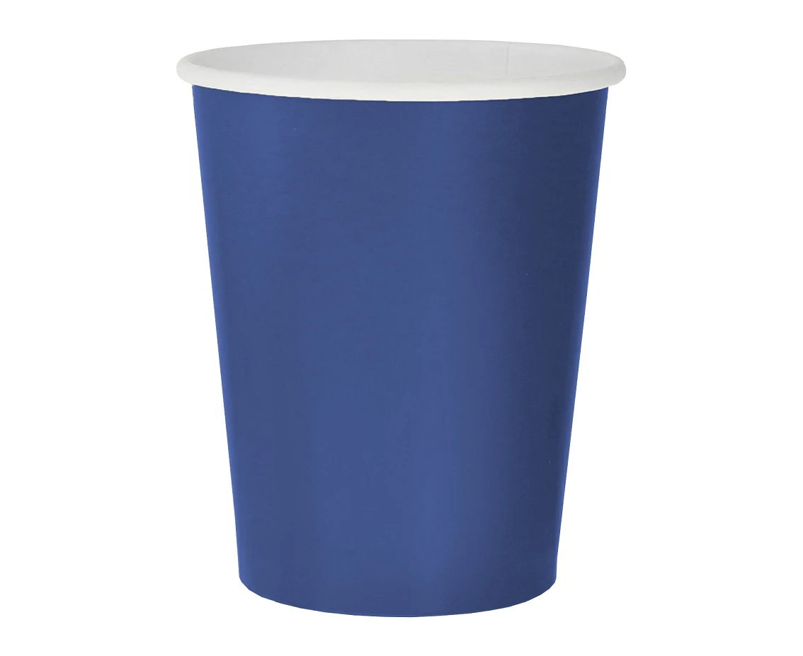 Paper cups solid colour blue, 270 ml / 14 pcs. (plastic-free) EOL