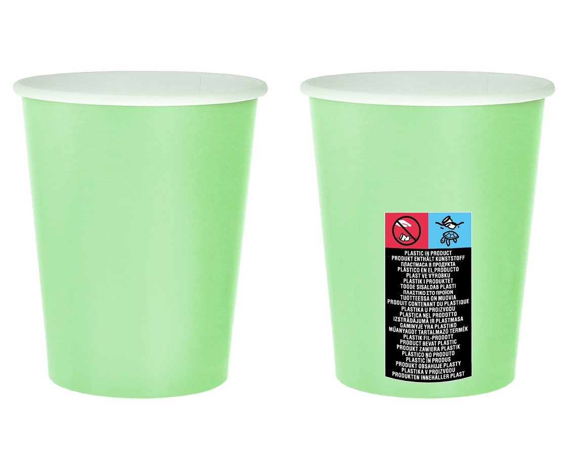 Paper cups solid colour mint, 270 ml / 14 pcs. EOL