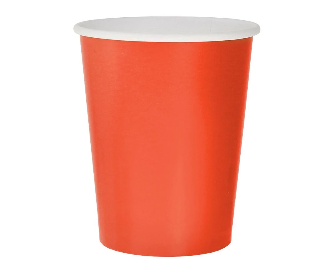 Paper cups solid colour red, 270 ml / 14 pcs. EOL