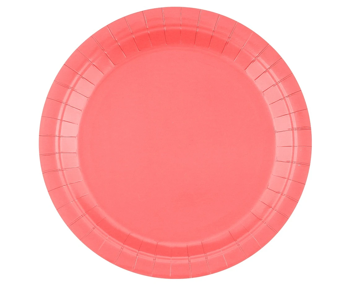 Paper plates solid colour pink, 23 cm / 14 pcs. EOL