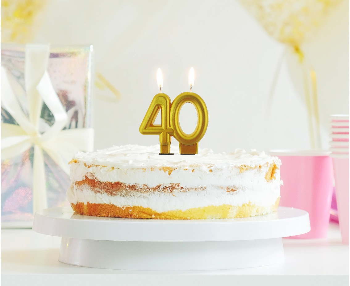 B&C digit candle 40, metallic gold, 8.0 cm