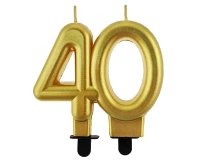 B&C digit candle 40, metallic gold, 8.0 cm