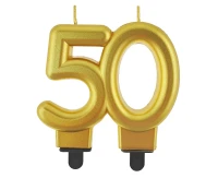 B&C digit candle 50, metallic gold, 8.0 cm