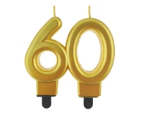 B&C digit candle 60, metallic gold, 8.0 cm