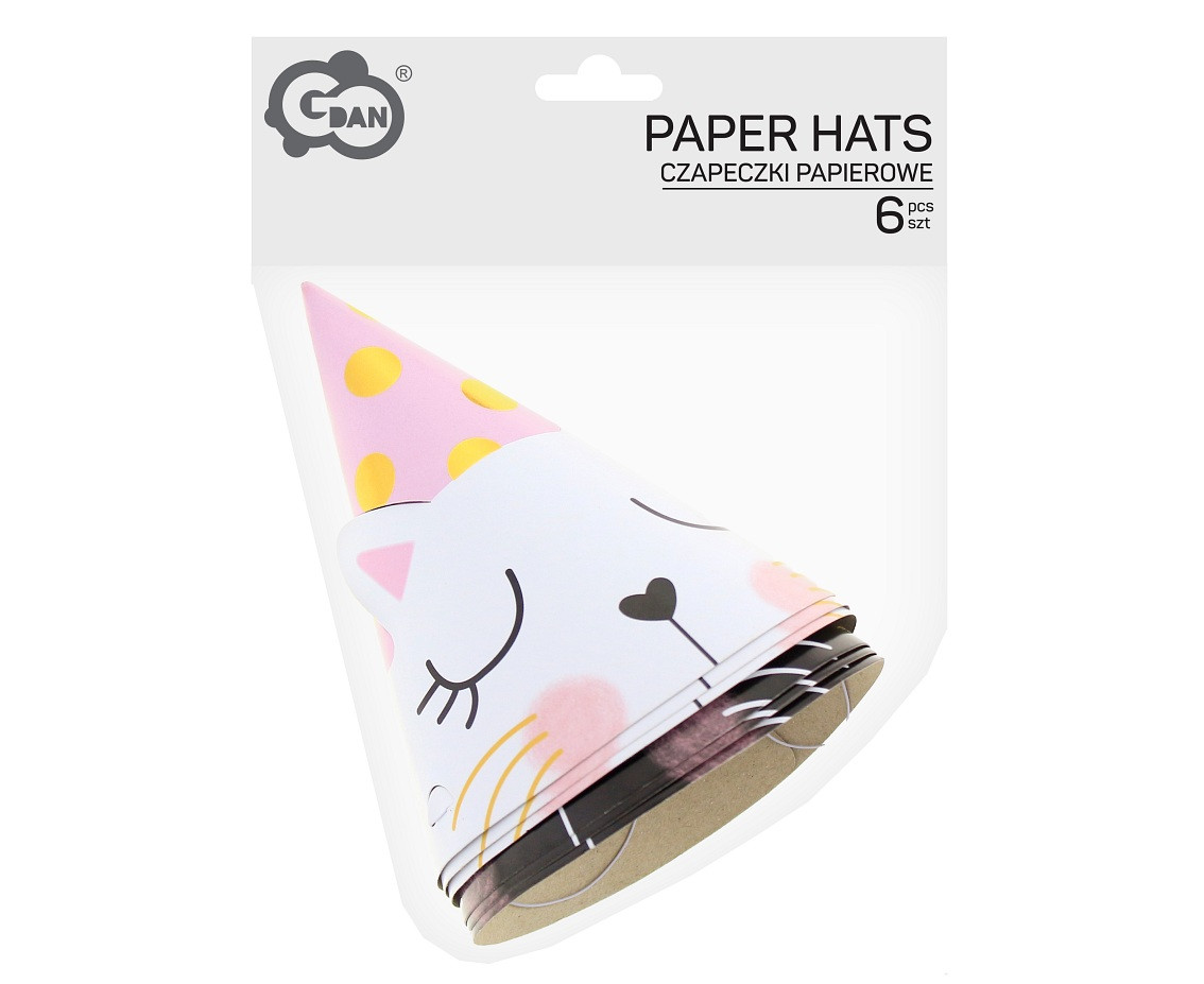 Paper hats Cat, 6", 6 pcs.