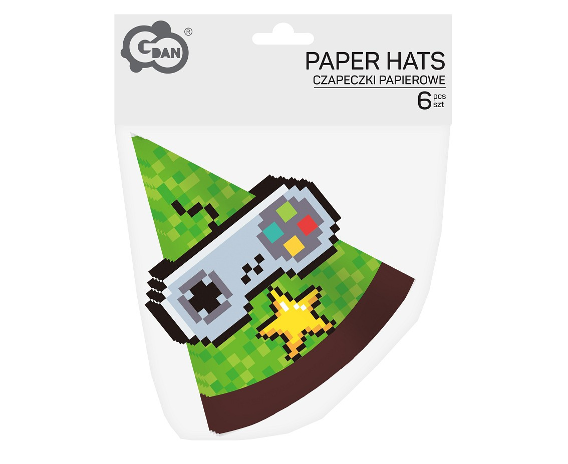 Paper hats Game On, 6 pcs.