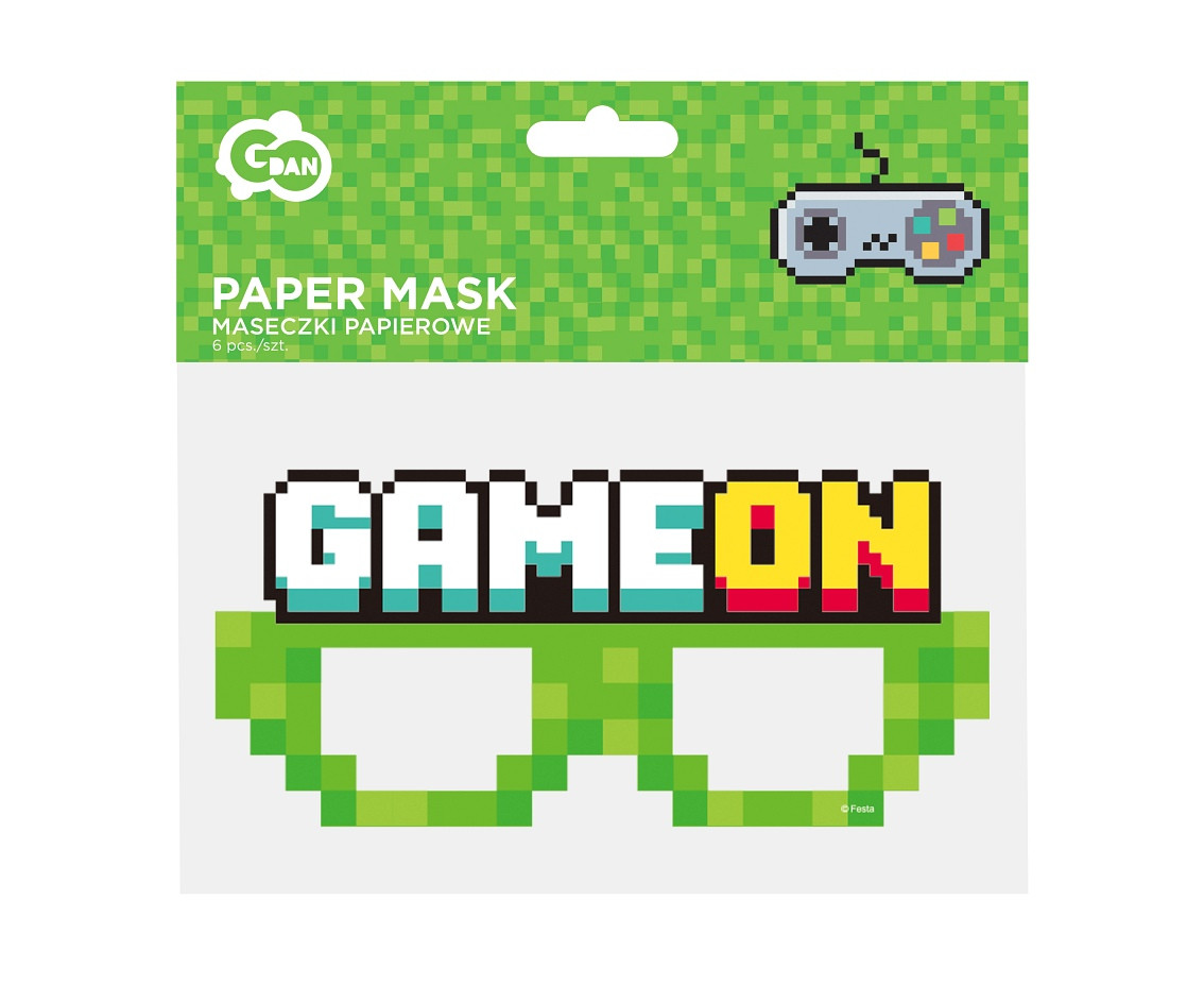 Paper masks Game On, 6 pcs.