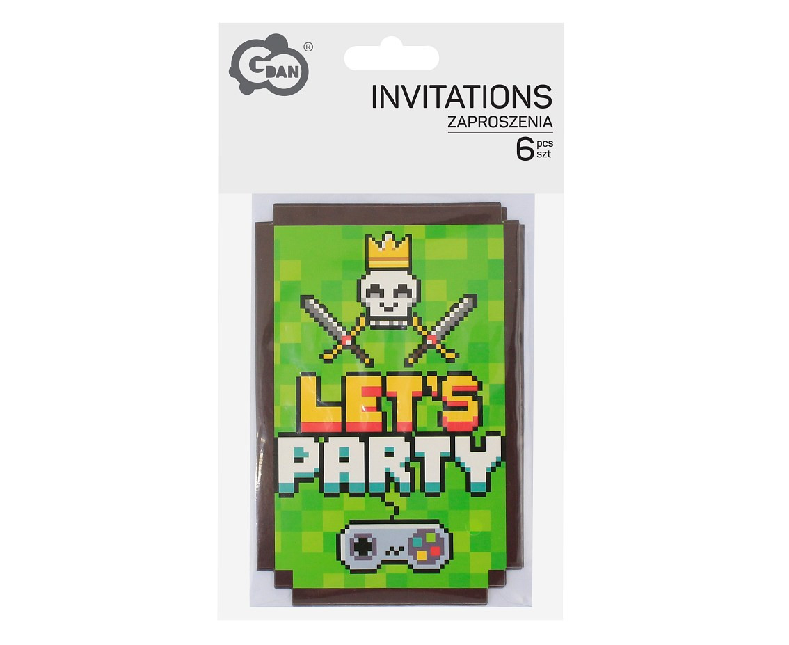 Invitations with envelopes Game On, 6 pcs.