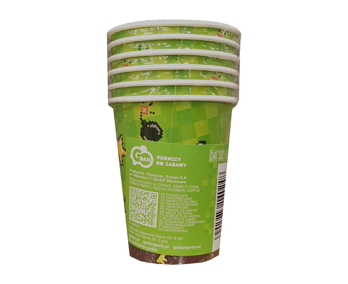 Paper cups Game On, 250 ml, 6 pcs.