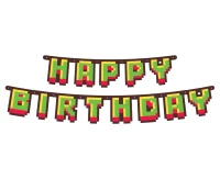 Paper garland Happy Birthday Game On, 160 cm