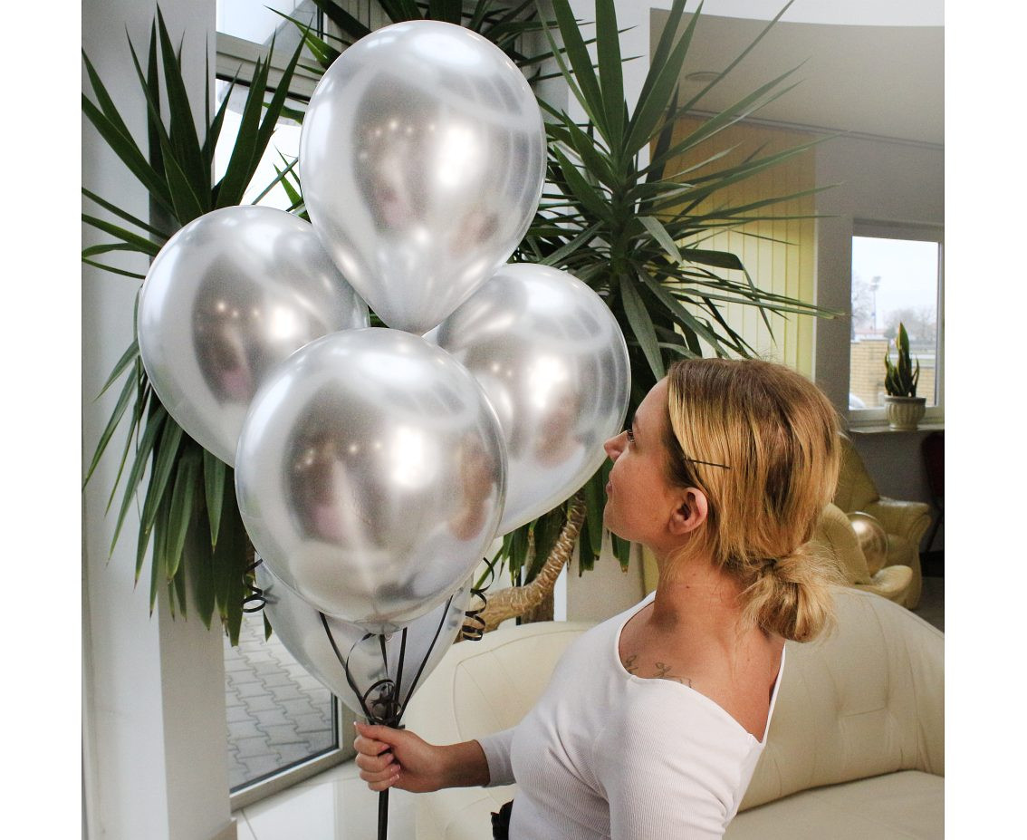 Balloons B&C 10", platinum silver, 5pcs