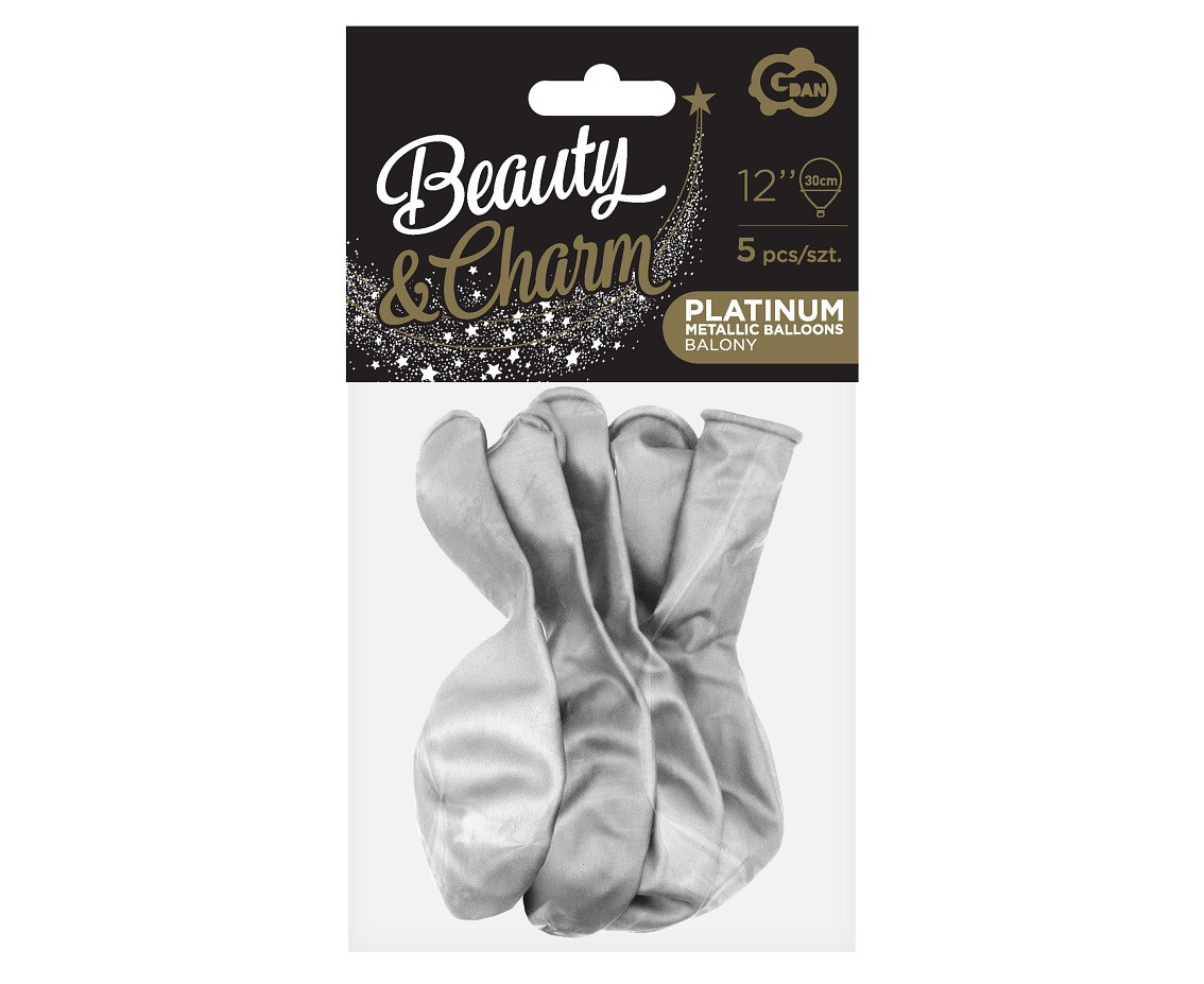 Balloons B&C 10", platinum silver, 5pcs