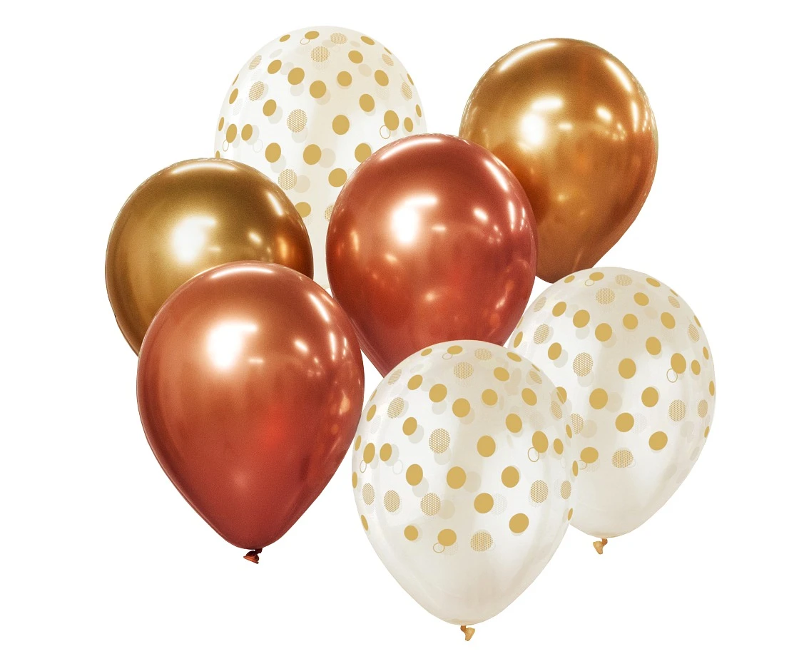Balloon bouquet B&C, gold - copper, 7 pcs