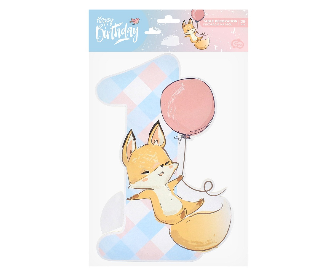 Centerpiece Happy Birthday - Fox, 29 cm EOL