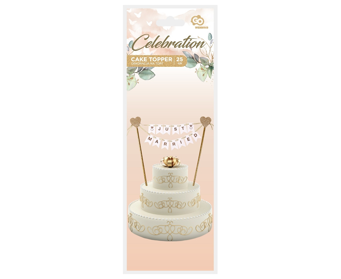 Paper cake decoration W&C Just Married, 25 cm EOL