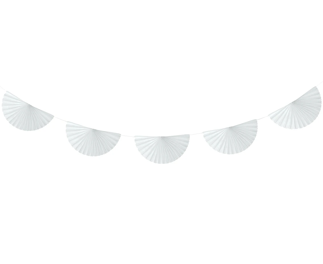Paper garland W&C Deco Fans, white, 300 cm, fan size 20 cm EOL