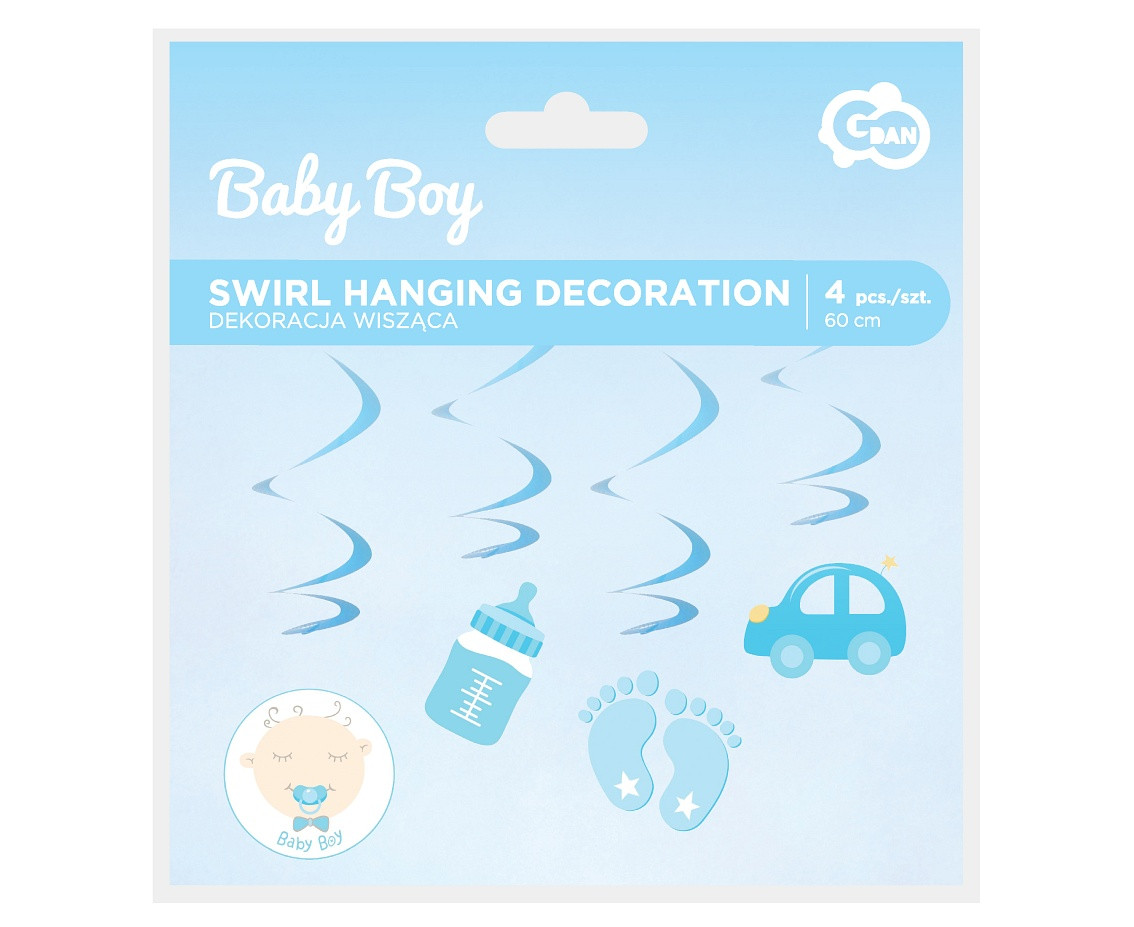 Paper / foil hanging decoration B&G Baby Boy, 60 cm, 4 pcs.