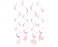 Paper / foil hanging decoration B&G Baby Girl, 60 cm, 4 pcs.