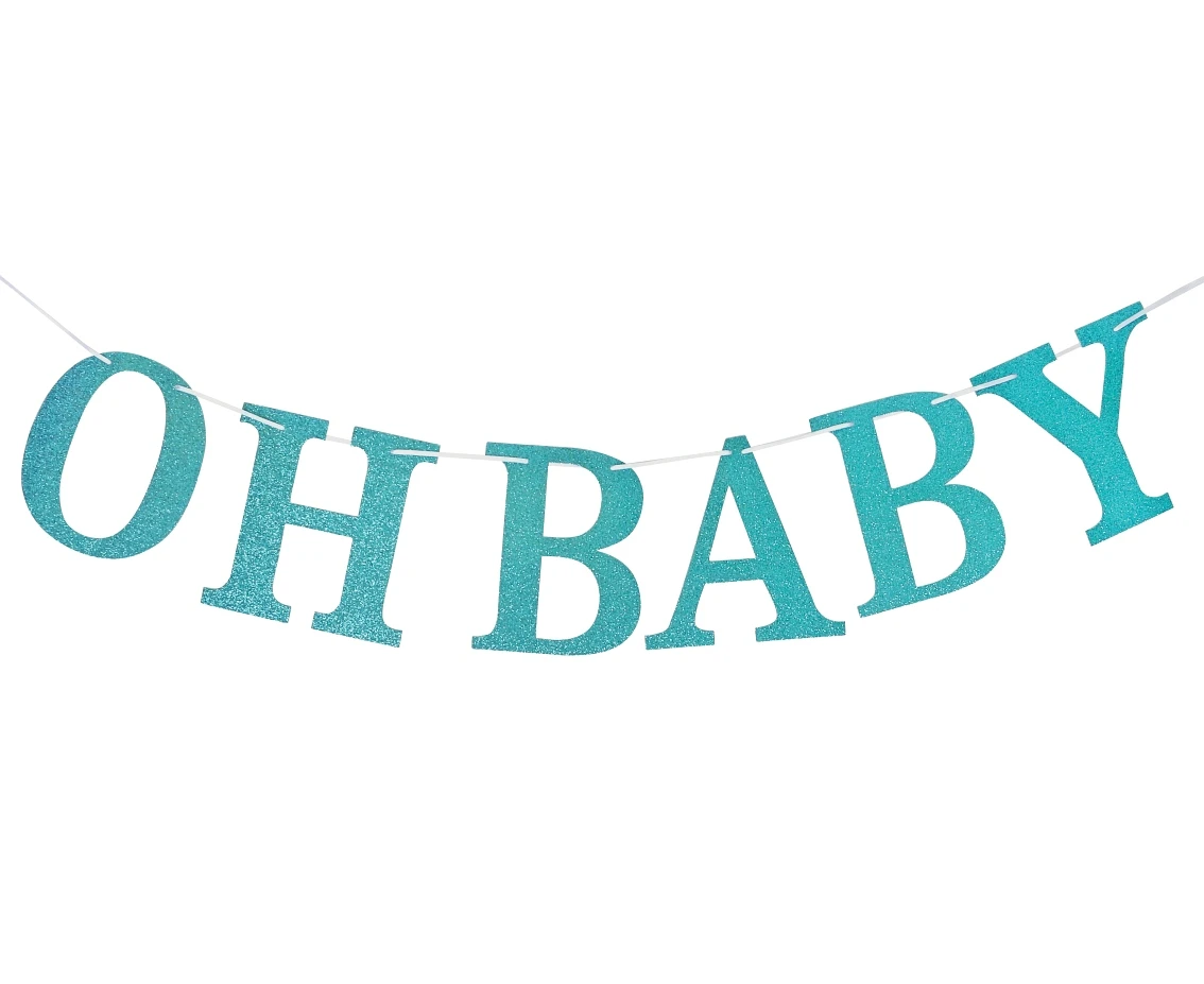 Glitter_GD paper garland B&G Oh Baby, light blue, DIY, 300 cm