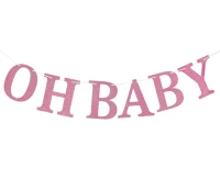 Glitter paper garland B&G Oh Baby, light pink, DIY, 300 cm