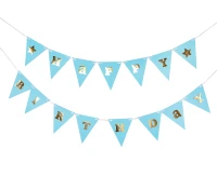 Paper garland B&G Happy Birthday Baby Boy, light blue, 300 cm, flag height 17 cm