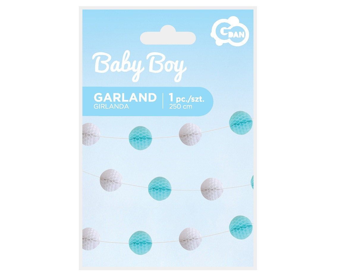 Pom pom garland B&G Baby Boy, light blue, 250 cm