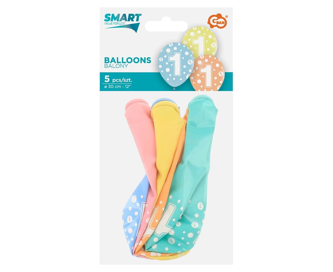 Balloon with digit 1, 12" / 5 pcs.