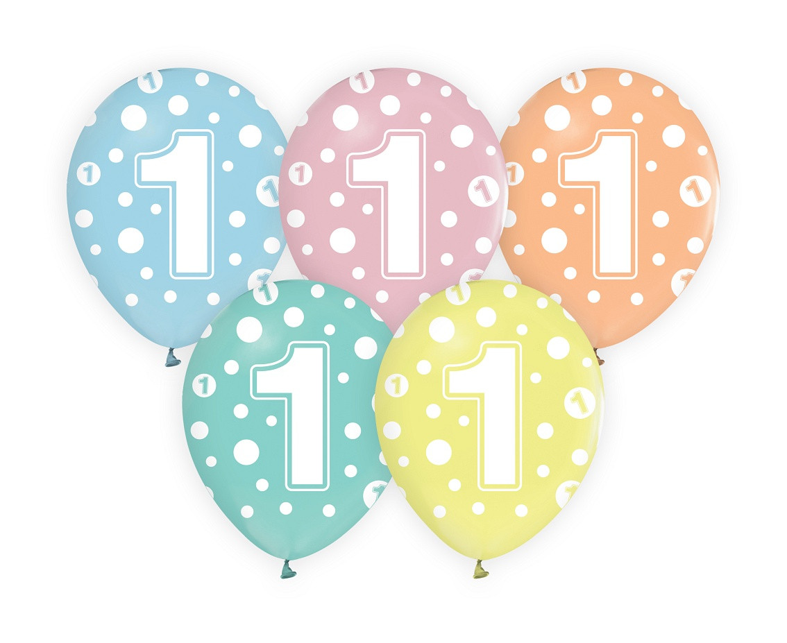 Balloon with digit 1, 12" / 5 pcs.
