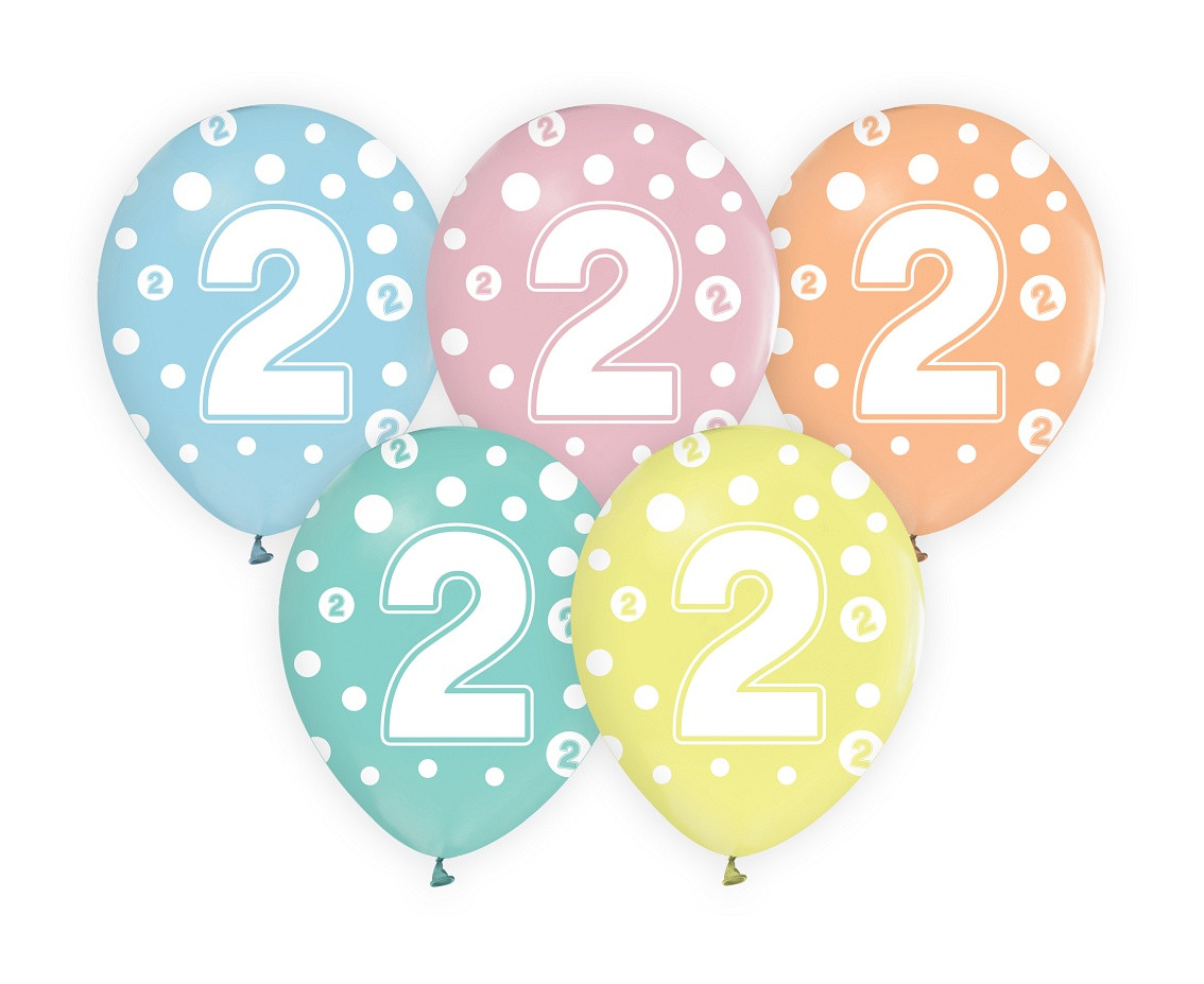 Balloon with digit 2, 12" / 5 pcs.