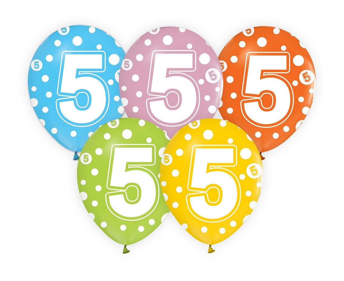 Balloon with digit 5, 12" / 5 pcs.