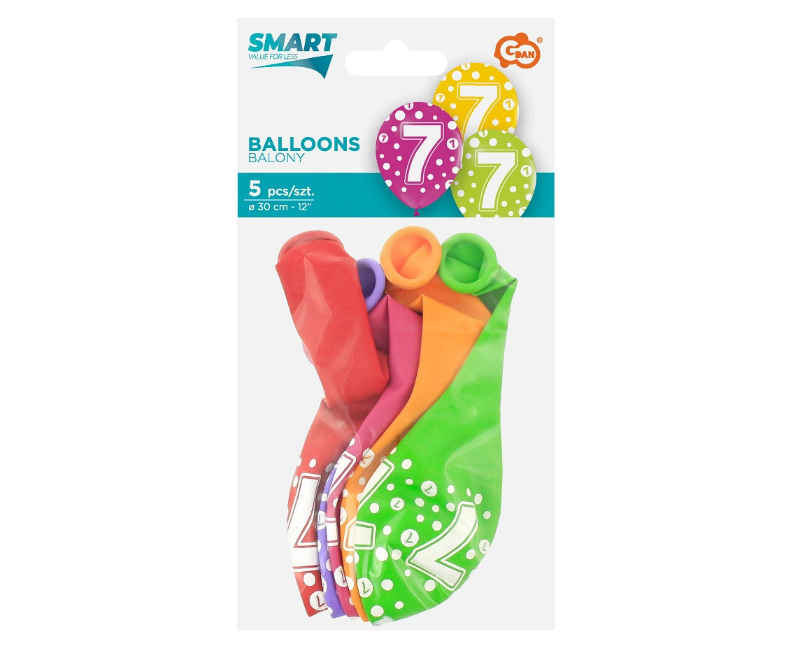 Ballon with digit 7, 12" / 5 pcs.