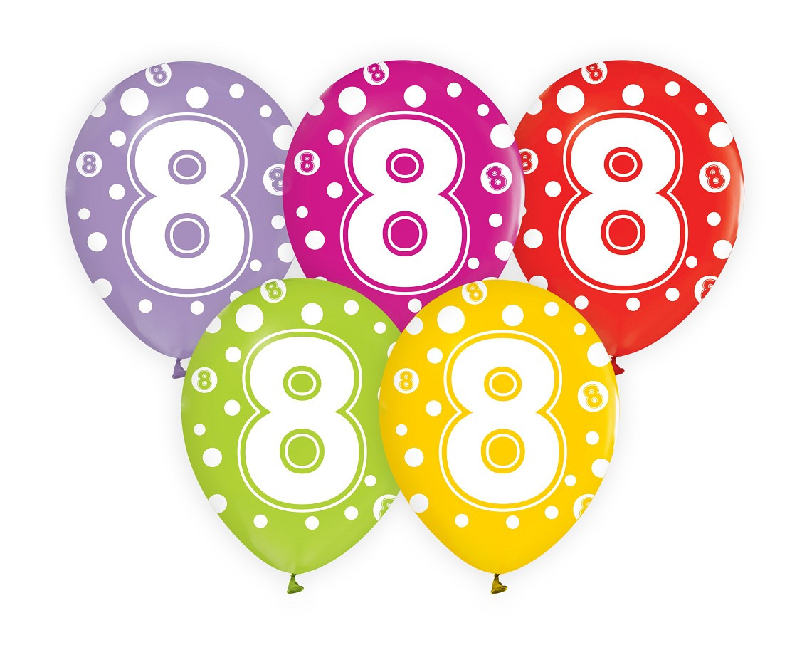 Balloon with digit 8, 12" / 5 pcs.