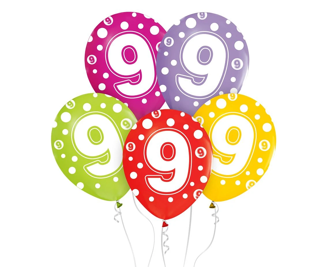 Balloon with digit 9, 12" / 5 pcs.