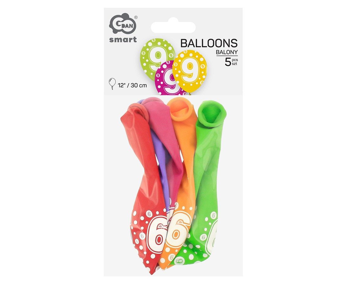 Balloon with digit 9, 12" / 5 pcs.