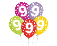 Balloon with digit 9, 12" / 5 pcs.